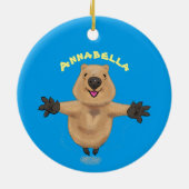 Gelukkig springend quokka cartoon design keramisch ornament (Achterkant)