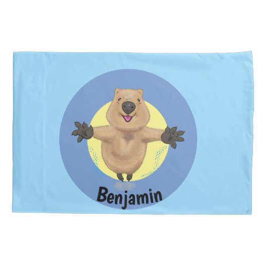 Gelukkig springend quokka cartoon design kussensloop (Achterkant)