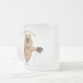 Gelukkig springend quokka cartoon design matglas koffiemok (Voorkant links)