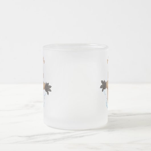 Gelukkig springend quokka cartoon design matglas koffiemok (Center)