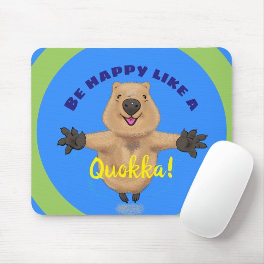 Gelukkig springend quokka cartoon design muismat (Met muis)