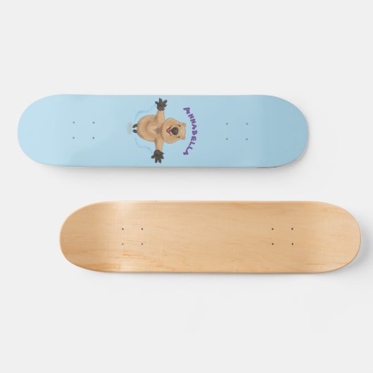 Gelukkig springend quokka cartoon design persoonlijk skateboard (Horizontaal)