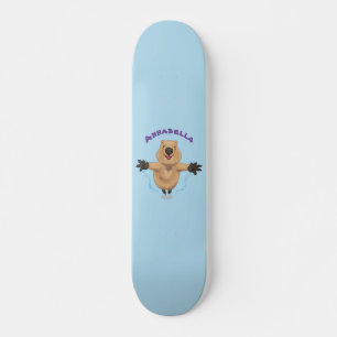 Gelukkig springend quokka cartoon design persoonlijk skateboard