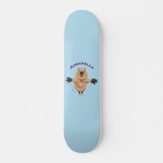 Gelukkig springend quokka cartoon design persoonlijk skateboard (Voorkant)