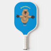 Gelukkig springend quokka cartoon design pickleball paddle (Achterkant)