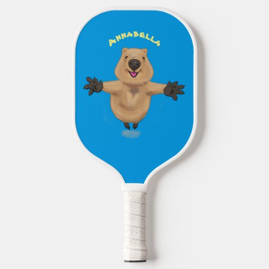 Gelukkig springend quokka cartoon design pickleball paddle (Voorkant)