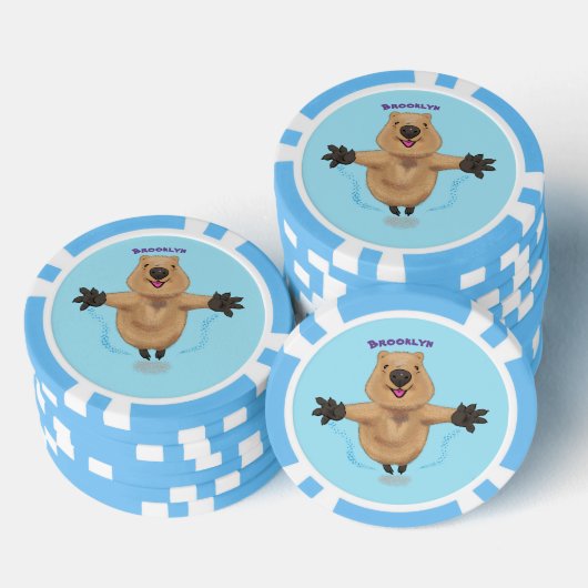 Gelukkig springend quokka cartoon design poker chips (Opstapeling)