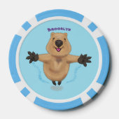 Gelukkig springend quokka cartoon design poker chips (Achterkant)