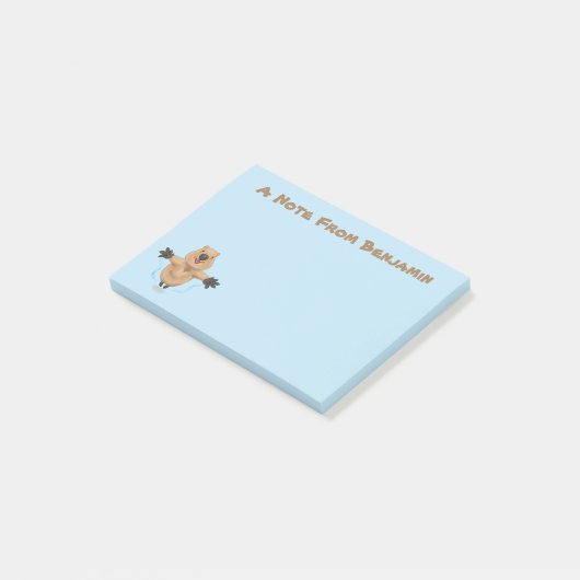 Gelukkig springend quokka cartoon design post-it® notes (Schuin)
