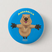 Gelukkig springend quokka cartoon design ronde button 5,7 cm (Voorkant)