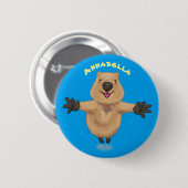 Gelukkig springend quokka cartoon design ronde button 5,7 cm (Voorkant /achterkant)