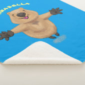 Gelukkig springend quokka cartoon design sherpa deken (3/4)