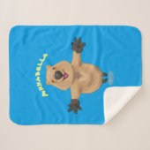 Gelukkig springend quokka cartoon design sherpa deken (Voorkant (horizontaal))