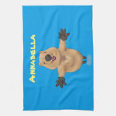 Gelukkig springend quokka cartoon design theedoek (Verticaal)