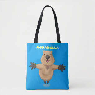 Gelukkig springend quokka cartoon design tote bag