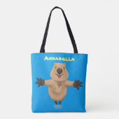 Gelukkig springend quokka cartoon design tote bag (Achterkant)