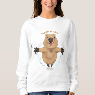 Gelukkig springend quokka cartoon design trui