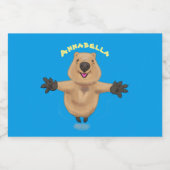 Gelukkig springend quokka cartoon design voedselcontainer etiket (Enkel label)