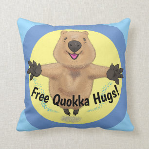 Gelukkig springend quokka cartoon illustratie kussen