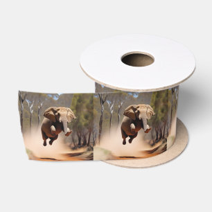 Gelukkig springende olifant, satijnen lint
