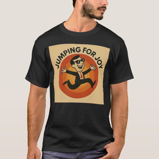 Gelukkig Springende Retro Illustratie Karakter T-shirt (Voorkant)