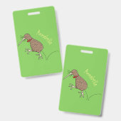 Gelukkig springkiwi met het ontwerp van de cartoon badge (Voor- en achterkant)