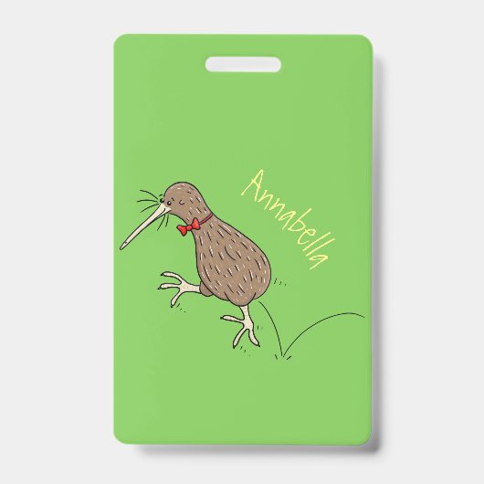 Gelukkig springkiwi met het ontwerp van de cartoon badge (Voorzijde)