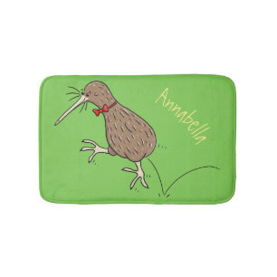 Gelukkig springkiwi met het ontwerp van de cartoon badmat