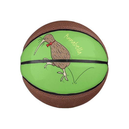 Gelukkig springkiwi met het ontwerp van de cartoon basketbal (Voorkant)