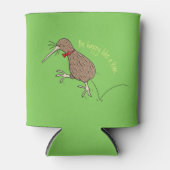 Gelukkig springkiwi met het ontwerp van de cartoon blikjeskoeler (Voorkant)