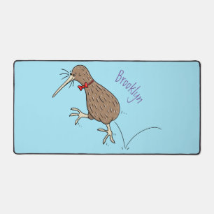 Gelukkig springkiwi met het ontwerp van de cartoon bureaumat