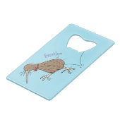 Gelukkig springkiwi met het ontwerp van de cartoon creditkaart flessenopener (Voorkant Gekanteld)