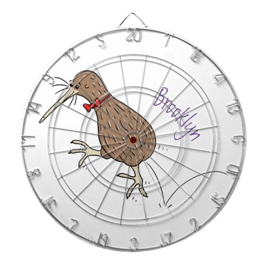 Gelukkig springkiwi met het ontwerp van de cartoon dartbord (Voorkant)