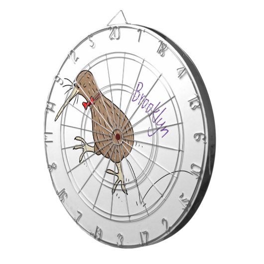 Gelukkig springkiwi met het ontwerp van de cartoon dartbord (Voorkant Rechts)