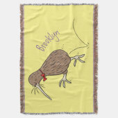 Gelukkig springkiwi met het ontwerp van de cartoon deken (Voorkant Verticaal)