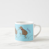 Gelukkig springkiwi met het ontwerp van de cartoon espresso kop (Rechts)