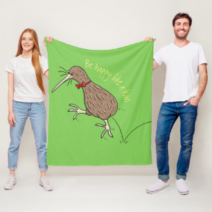 Gelukkig springkiwi met het ontwerp van de cartoon fleece deken