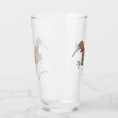 Gelukkig springkiwi met het ontwerp van de cartoon glas (Links)