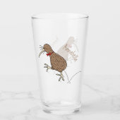 Gelukkig springkiwi met het ontwerp van de cartoon glas (Voorkant)