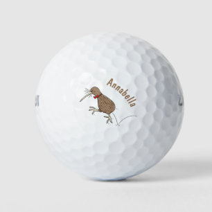 Gelukkig springkiwi met het ontwerp van de cartoon golfballen