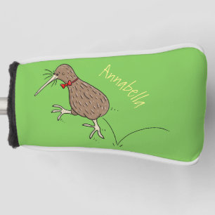 Gelukkig springkiwi met het ontwerp van de cartoon golfheadcover