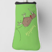 Gelukkig springkiwi met het ontwerp van de cartoon golfheadcover (Draai 90)