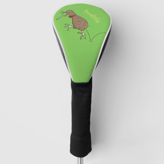 Gelukkig springkiwi met het ontwerp van de cartoon golfheadcover (Voorkant)