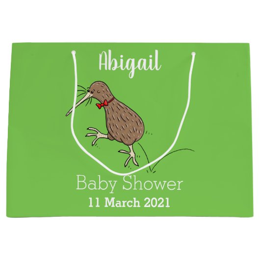 Gelukkig springkiwi met het ontwerp van de cartoon groot cadeauzakje (Voorkant)