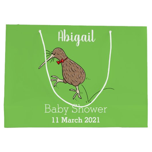 Gelukkig springkiwi met het ontwerp van de cartoon groot cadeauzakje (Achterkant)