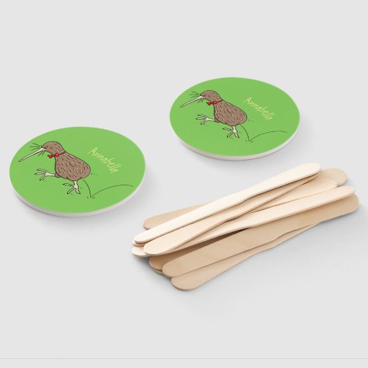 Gelukkig springkiwi met het ontwerp van de cartoon handwaaier (Niet-gemonteerd)