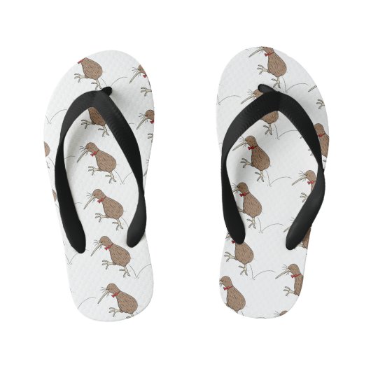 Gelukkig springkiwi met het ontwerp van de cartoon kinder teenslippers (Voetbed)