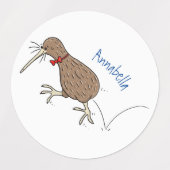 Gelukkig springkiwi met het ontwerp van de cartoon labels (Design 2)