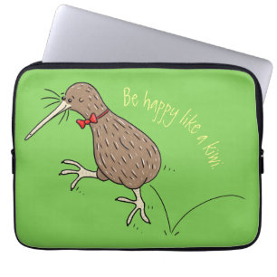Gelukkig springkiwi met het ontwerp van de cartoon laptop sleeve