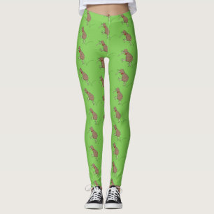 Gelukkig springkiwi met het ontwerp van de cartoon leggings